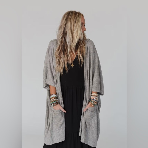 The Nest Boho Essential Hooded Ribbed Sweater, Size L/XL, EUC - Picture 3 of 9